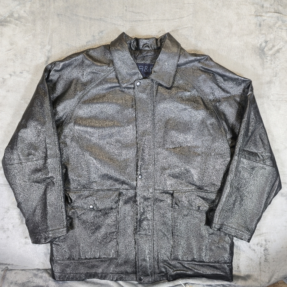 Vintage Y2K Rock & Republic Genuine Leather Jacket Size XL Black